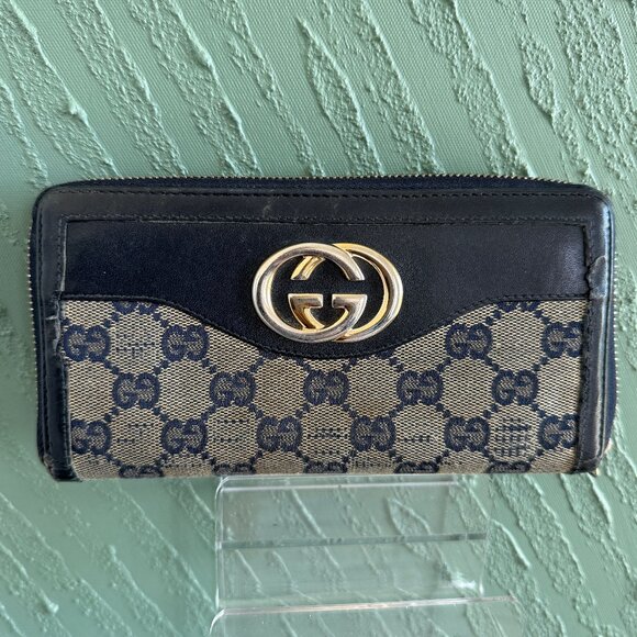 Gucci Continental Firenze Brown/Beige Long Wallet - Picture 1 of 6